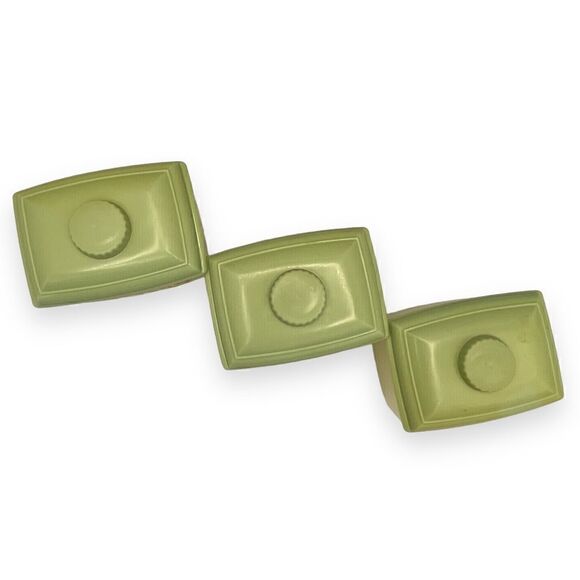 Vintage Baby Nursery Plastic Footed Organizing Jars Pale Yellow Green Lids - Picture 8 of 16